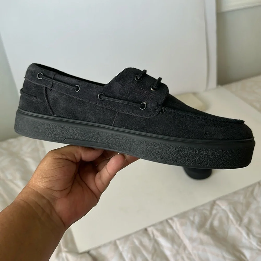 Zara Men's Blue Boat Leather and Suede Finish Shoes